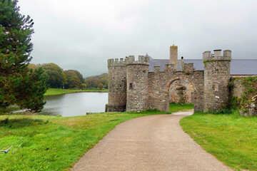 Fototapeta na wymiar Flamanville castle in the Cotentin region of Normandy, France