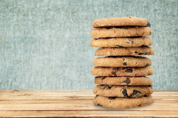 Healthy fresh oatmeal cookies on desk