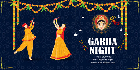 Vector illustration of Dandiya Night Invitation social media feed template
