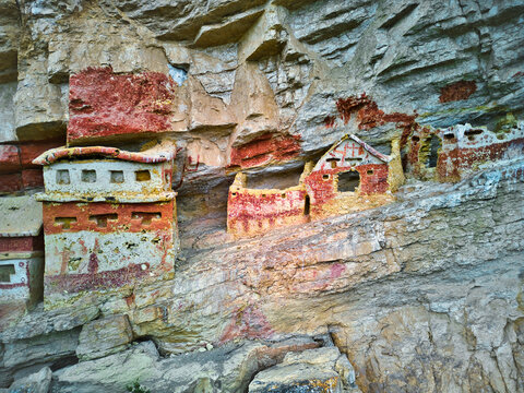 Peru Revash tombs mausoleum from drone aerial photo