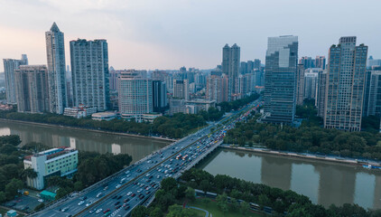 Naklejka na ściany i meble Guangzhou ,China -September 21,2023: Aerial view of landscape in Guangzhou city, China
