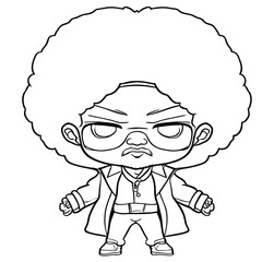 Afro Girl Coloring Page Vector 8