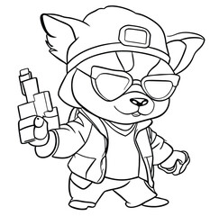 Puppy Gangster Coloring Page 