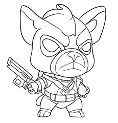 Puppy Gangster Coloring Page Vector