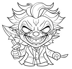 Vampire With Knife Coloring Page Vector
