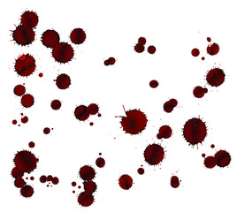 Burgundy realistic blood drops, background.