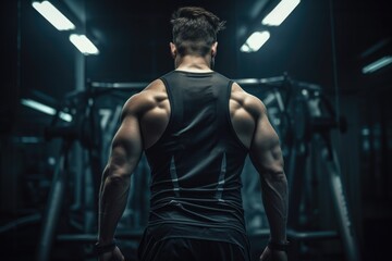 Fototapeta na wymiar sporty mans body strong fitness training in gym
