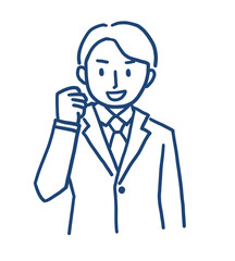 ガッツポーズ　スーツを着た男性　イラスト