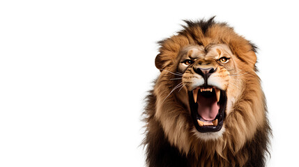 Lion the king of the jungle angry. Isolated on Transparent background.