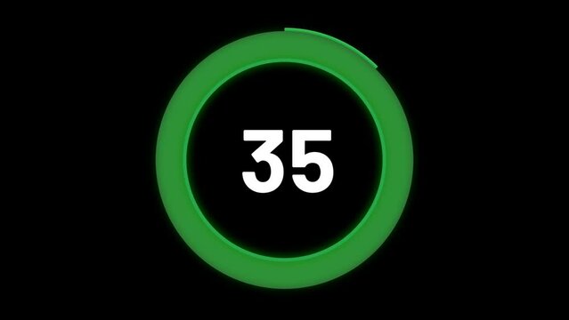 40 sec green shape and white number countdown timer animation