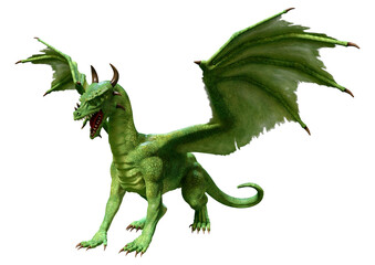 Obraz premium 3D Rendering Fairy Tale Dragon on White