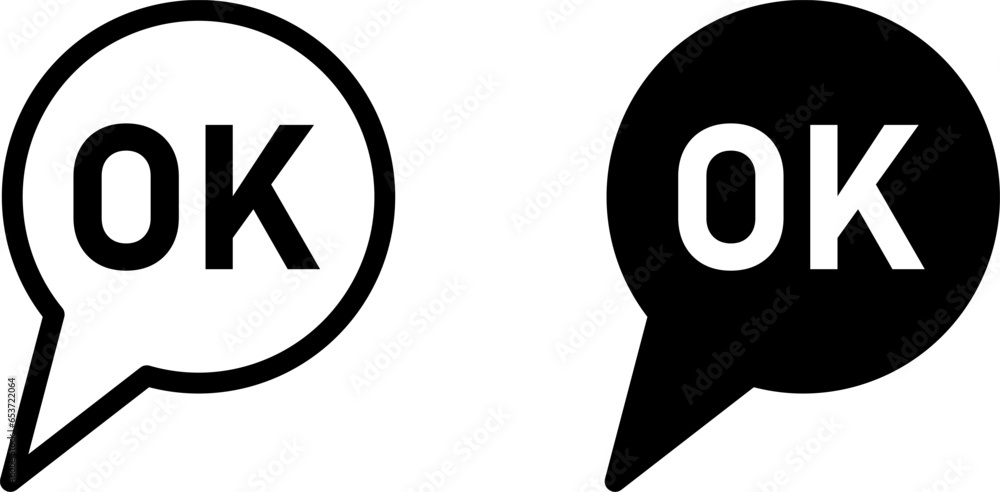 Poster ok speech bubble cloud message symbol element icon set. vector image.