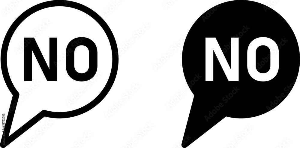 Poster no speech bubble cloud message symbol element icon set. vector image.