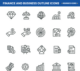 Finance and business outline icons set
