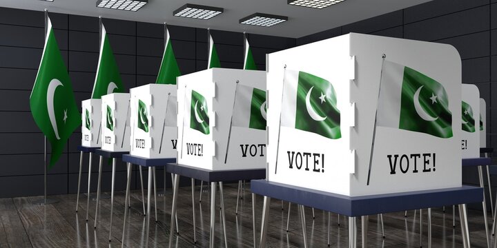 Pakistan - polling station with many voting booths - election concept - 3D illustration