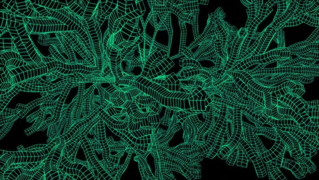 Abstract background seamless loop green cyan roots. Vj loop trees in outer space for live concert music video abstract trippy acid trance dmt lsd colorful art. loop for backdrops. VFX video