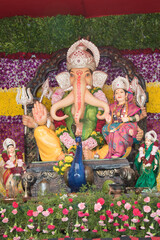 Beautiful Ganesha with three trunks