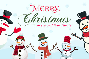 Merry Christmas to you and Your family, Greeting card, Background, Cover, Banner Snowman