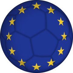 Football ball with European Union flag pattern.