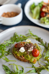 healthy toast serve with mashed avocado