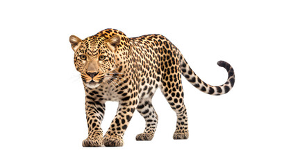 walking leopard. Isolated on Transparent background.
