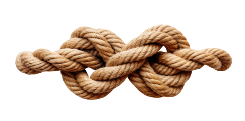 Rope tied in a knot isolated on transparent background