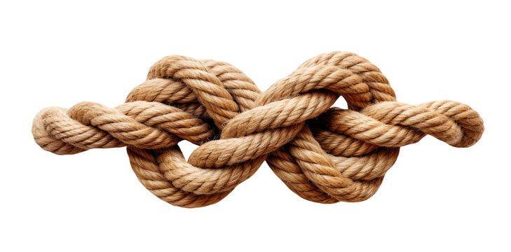 Rope tied in a knot isolated on transparent background
