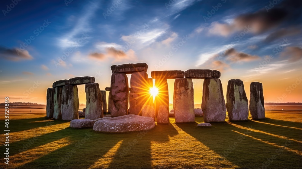 Poster Enigmatic Stonehenge at Sunrise