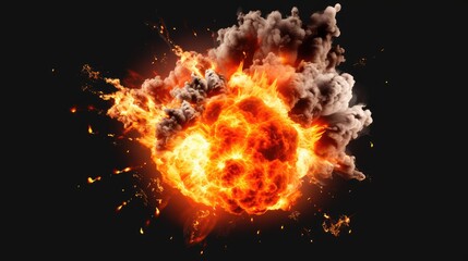 Fototapeta na wymiar Explosion Png Realistic Fiery Explosion With Sparks Lar