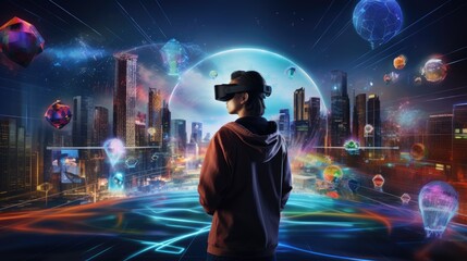 Metaverse Technology and Augmented Reality Background