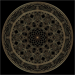 Mehndi Henna Drawing Circular Mandala pattern for tattoo, decoration premium product poster or painting. Decorative ornament in ethnic oriental style. Outline doodle hand draw illustration.
