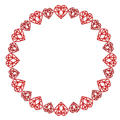 red heart line art drawn round frame