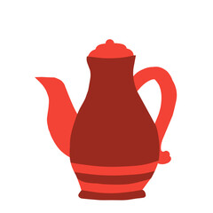 red ceramic teapot