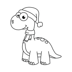 Funny dino cartoon for coloring book.