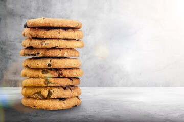 Healthy fresh oatmeal cookies on desk