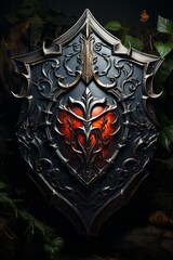 dark fantasy shield on a black background