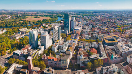 Great panorama of Offenbach city from above - obrazy, fototapety, plakaty