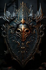 dark fantasy shield on a black background