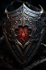 Fototapeta premium dark fantasy shield on a black background