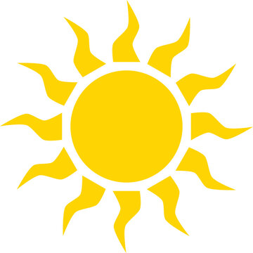 yellow sun icon, summer icon