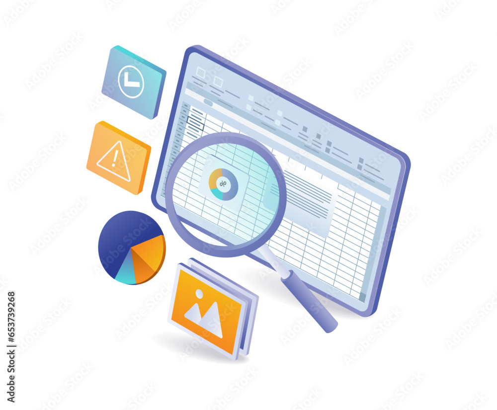 Poster excel analyst application screen concept