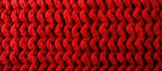 Hand knitted red wool fabric with a pattern texture - obrazy, fototapety, plakaty