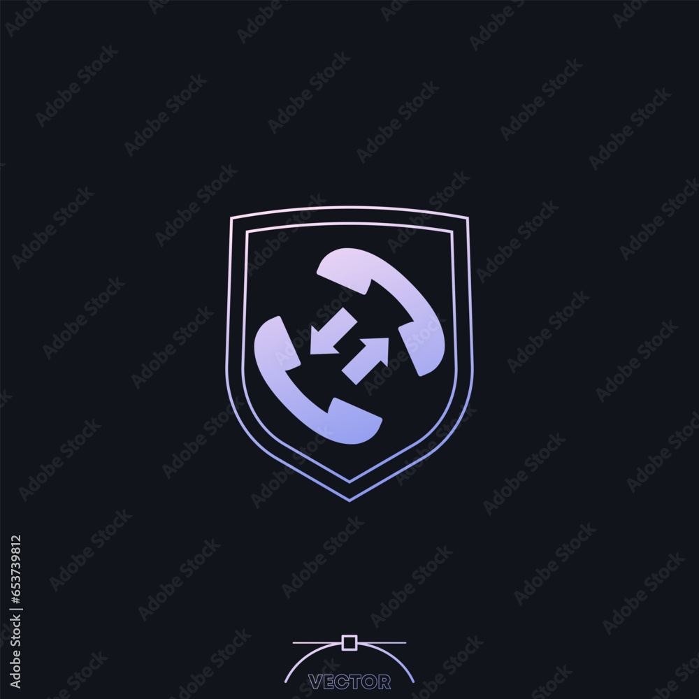 Poster secure phone call vector icon with shield