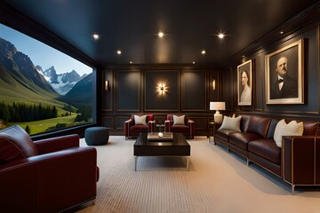 living room with cinema set up