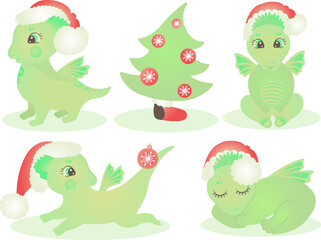 Cute dragon and dinosaur characters, dragon, cartoon characters vector illustration, eps 10