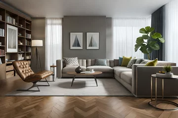 Foto op Plexiglas modern living room with corner sofa © Salma
