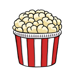 Popcorn Bucket Box Cartoon Illustration Isolated On White Background - Transparent Image