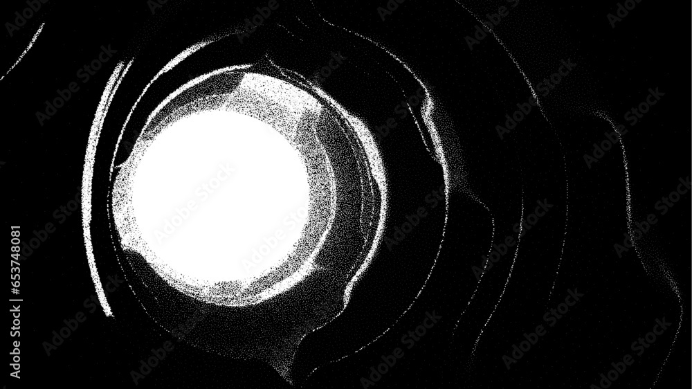 Poster retro styled docking corridor on space station or light at the end of tunnel concept for sci-fi post