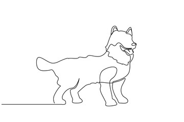 siberian husky dog fun happy full body length line art design