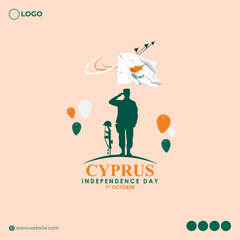 Vector illustration of Cyprus Independence Day social media feed template